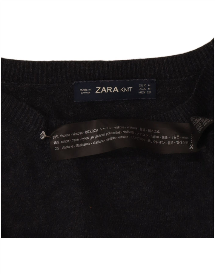 Zara Damen-Pullover mit U-Boot-Ausschnitt, UK 12, mittelgraue Viskose
