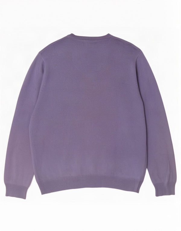 Marks & Spencer Herren Blue Harbor V-Ausschnitt Pullover Pullover Large Lila Baumwolle