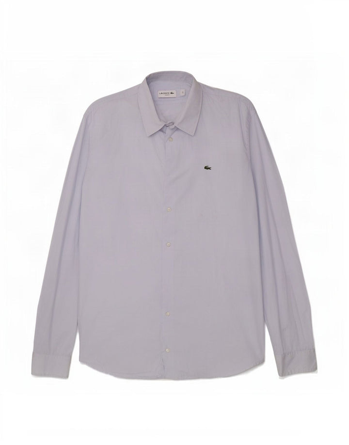 Lacoste Herren-Slim-Fit-Hemd, Größe 44, XL, blaue Baumwolle