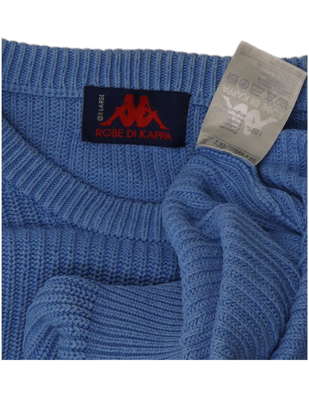 KAPPA Damen-Pullover, übergroß, Rundhalsausschnitt, Gr. 18, XL, Blau, Baumwolle