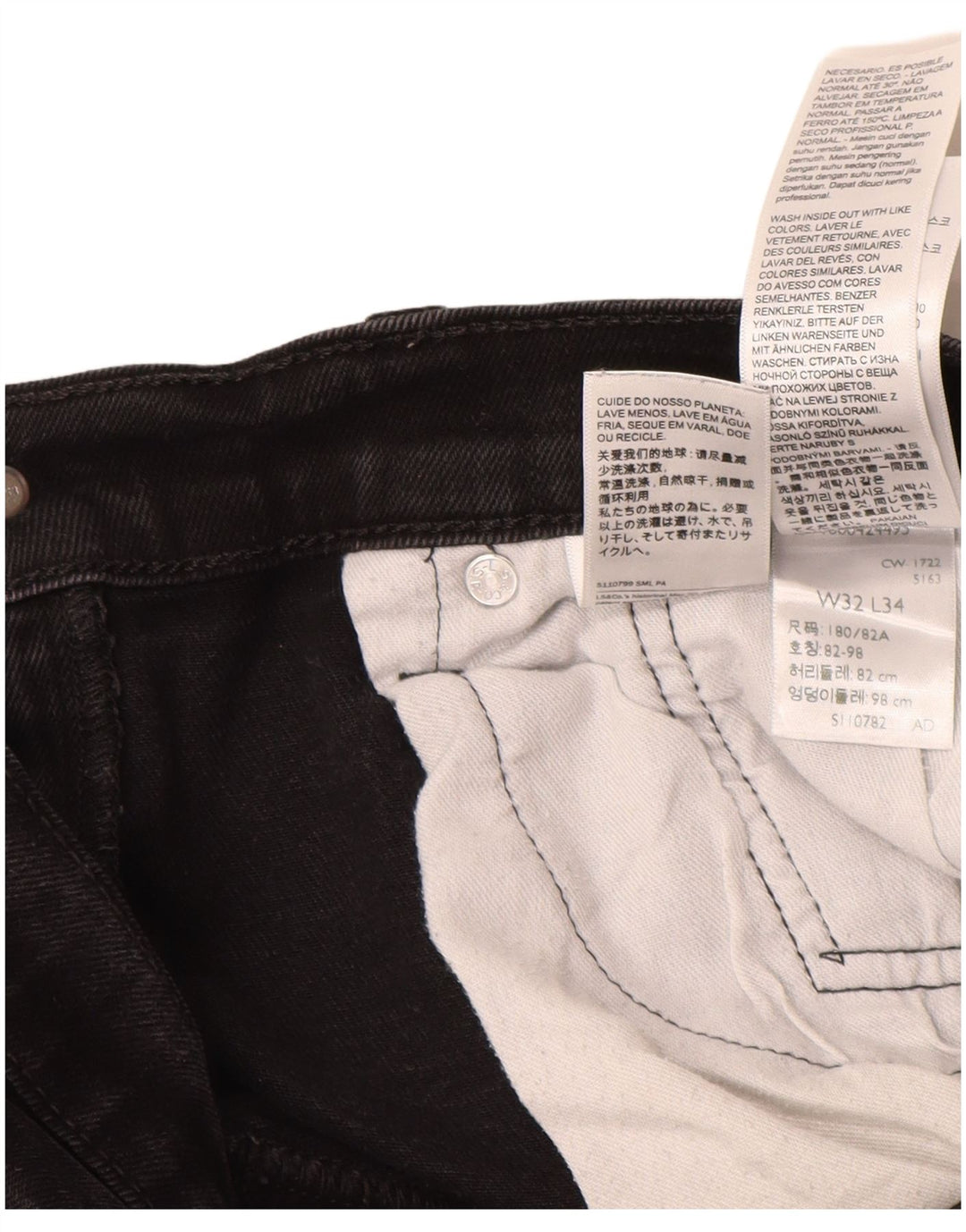 LEVI'S Herren 502 Tapered Jeans W32 L31 Schwarze Baumwolle