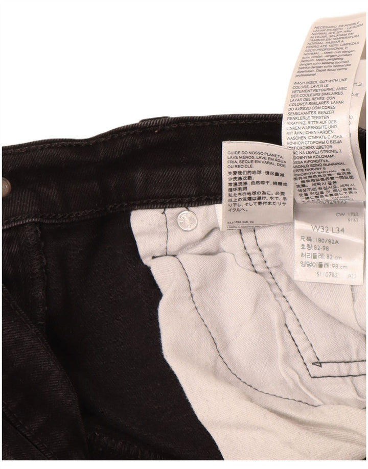 LEVI'S Herren 502 Tapered Jeans W32 L31 Schwarze Baumwolle
