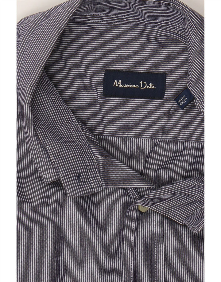 MASSIMO DUTTI Mens Shirt XL Navy Blue Striped Cotton Vintage Massimo Dutti and Second-Hand Massimo Dutti from Messina Hembry 