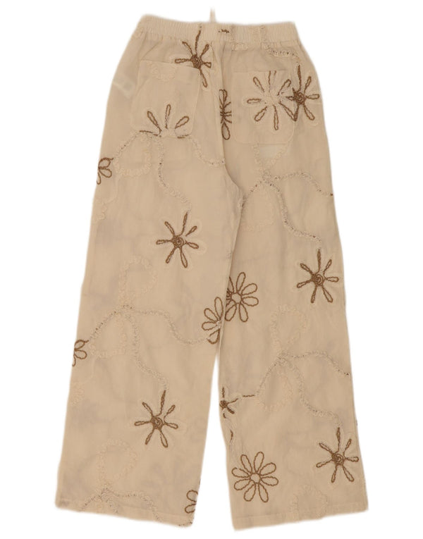 Gerade Chino-Hose von Zara für Mädchen, 11–12 Jahre, W24, L25, beige Blumenmuster, Baumwolle