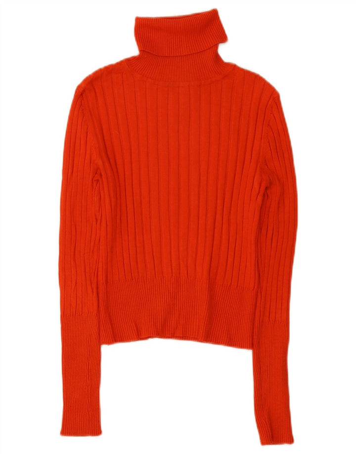 Zara Damen Crop Rollkragenpullover Pullover UK 12 Mittelorange