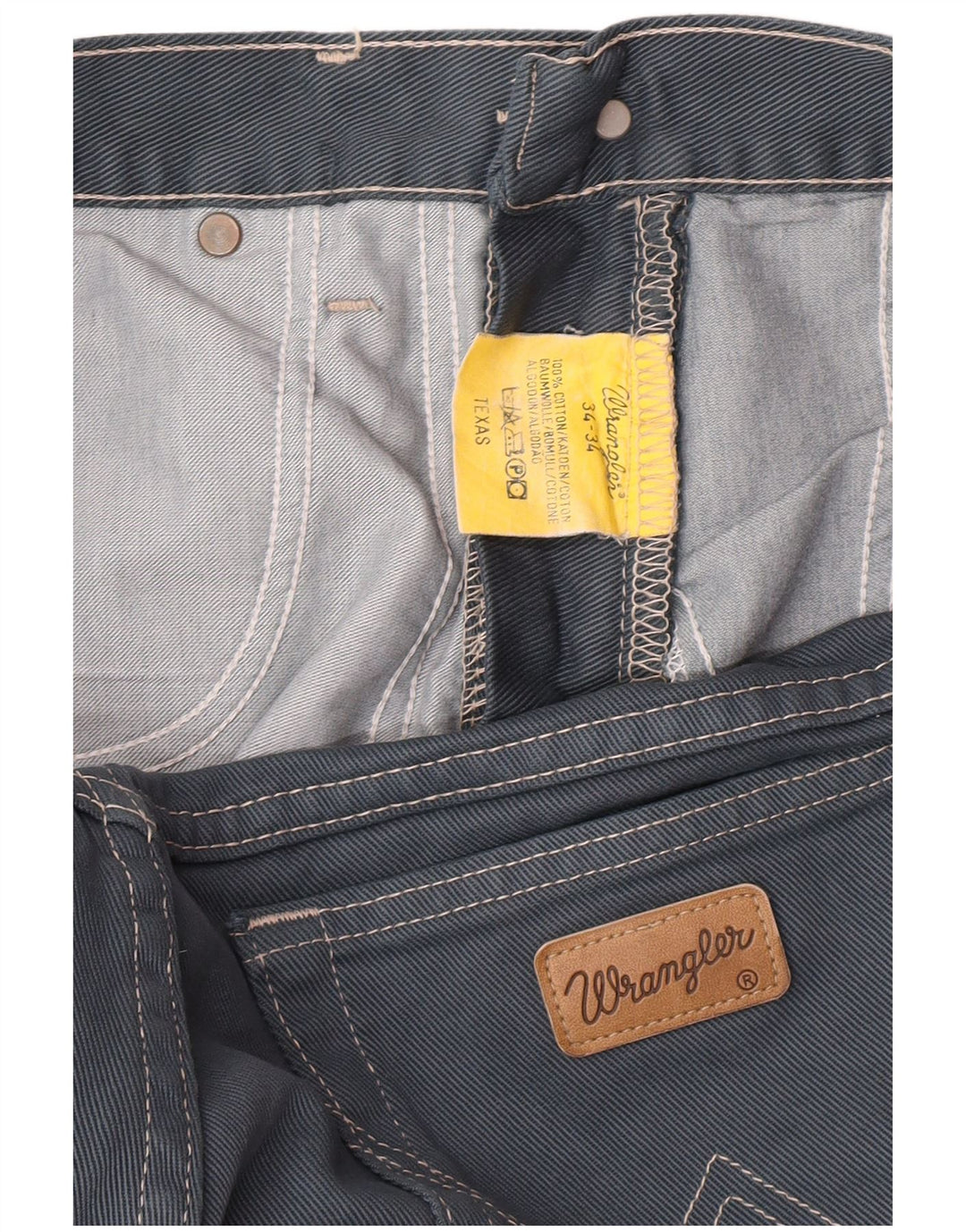 Wrangler Herren Texas Straight Jeans W34 L34 Graue Baumwolle