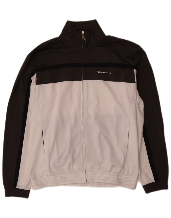 Champion Mens Tracksuit Top Jacket Large Black Colourblock Polyester