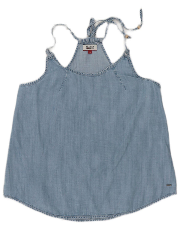 Tommy Hilfiger Damen Neckholder-Top UK 10 Small Blue Lyocell