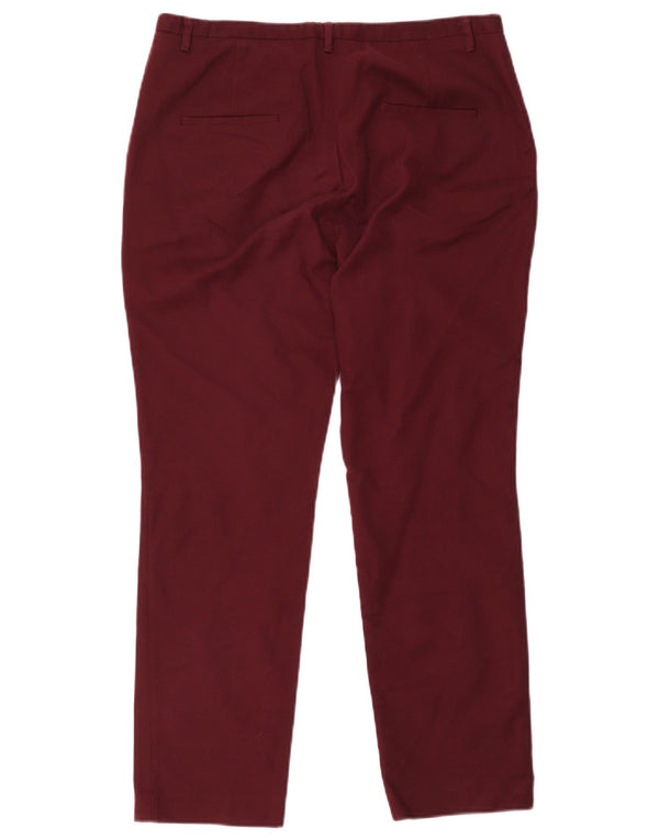 Zara Damen Chinohose mit hoher Taille, schmal, EU 44, XL, W34, L28, Burgunderrot