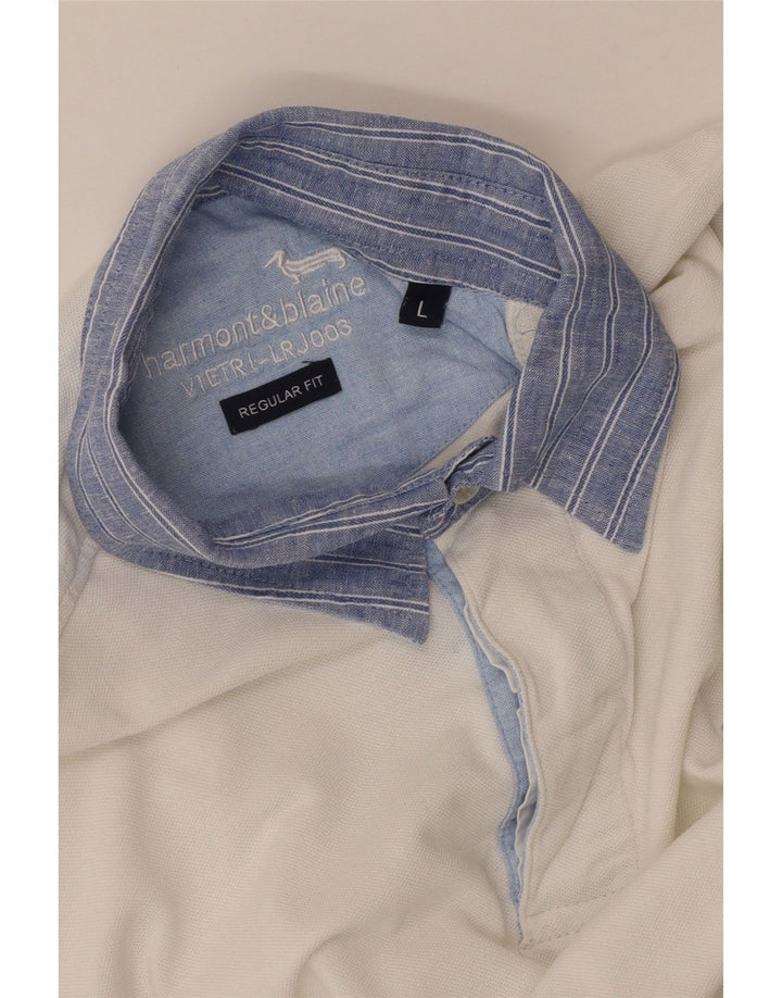 Harmont & Blaine Herren-Poloshirt mit normaler Passform, Größe L, Weiß