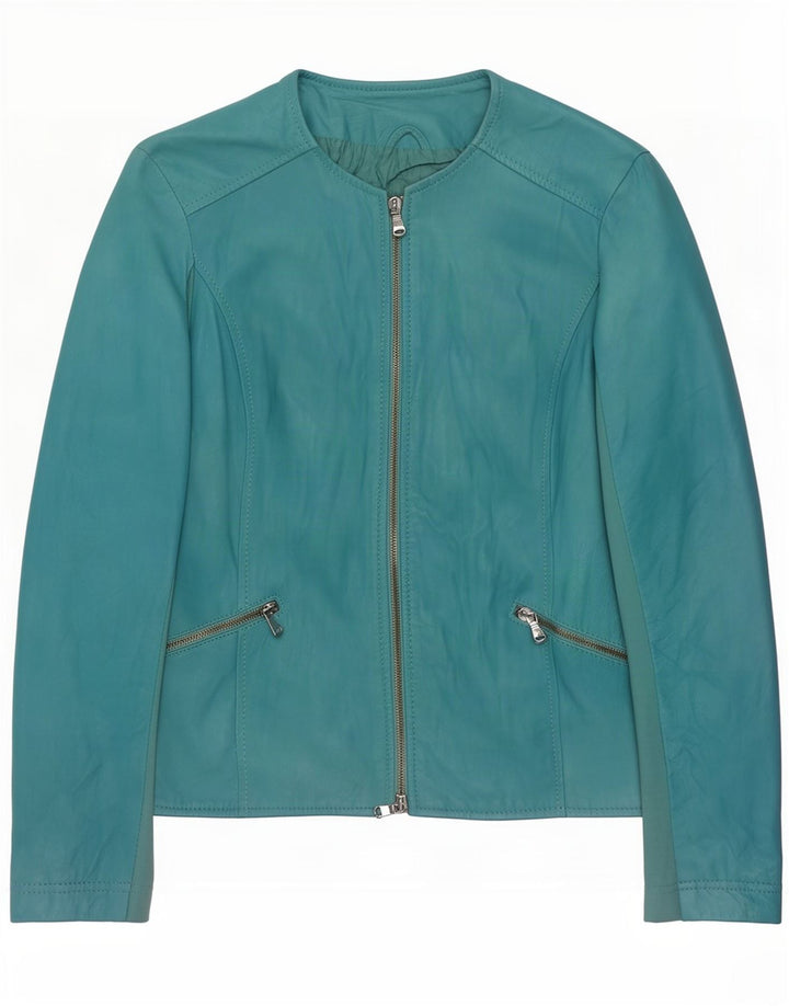 Vintage Damen Lederjacke UK 10 Small Blue