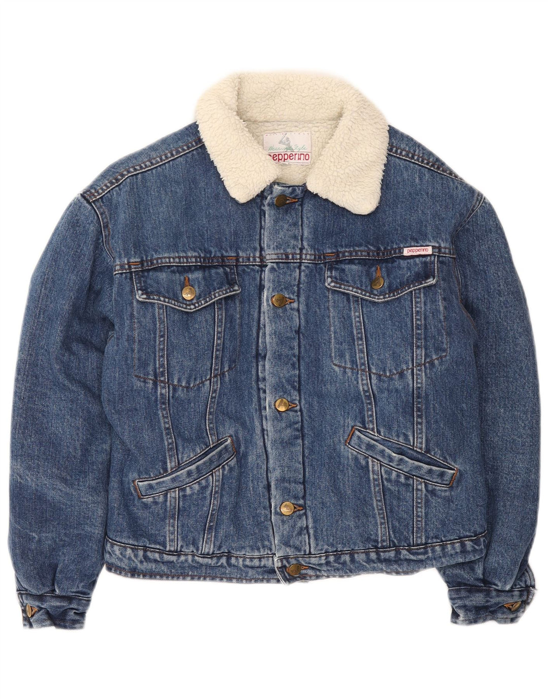 Pepperino Damen Crop Denim Sherpa Jacke UK 18 XL Blau