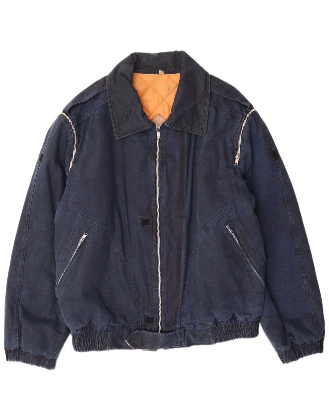 ENRICO COVERI Herren-Denim-Militär-Jacke, gepolstert, IT 52 XL, Marineblau