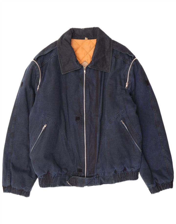 ENRICO COVERI Herren-Denim-Militär-Jacke, gepolstert, IT 52 XL, Marineblau