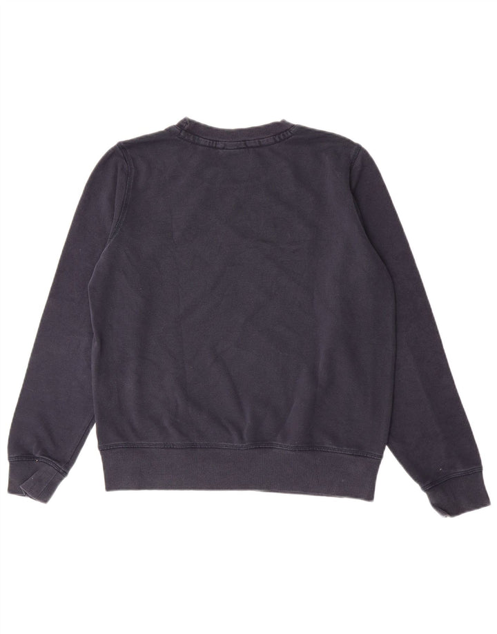Champion Damen Grafik-Sweatshirt-Pullover UK 14 Mittelmarineblaue Baumwolle