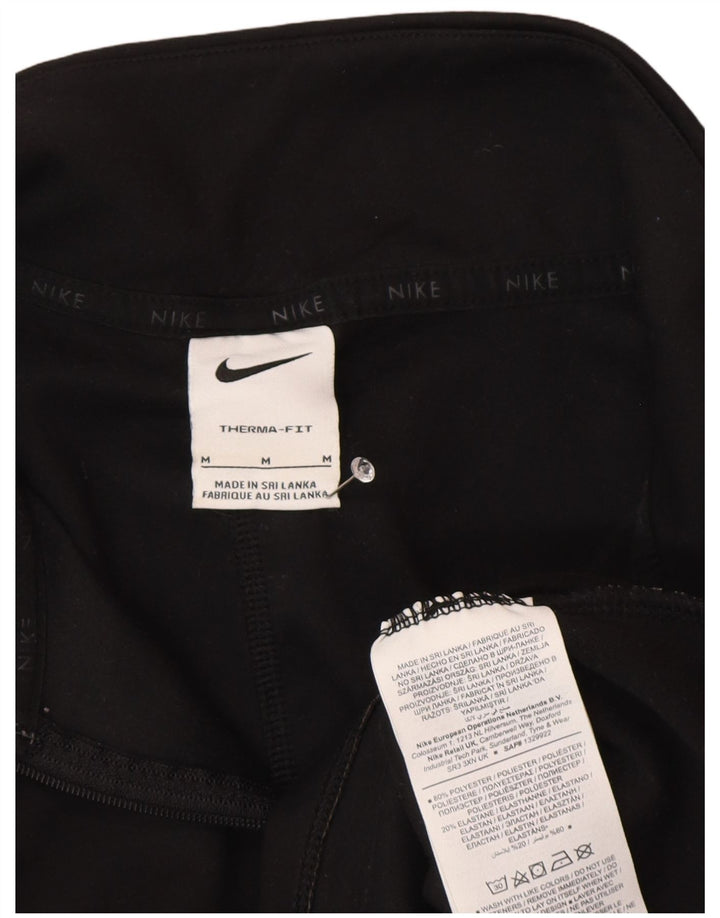 Nike Damen Therma-Fit Zip Neck Pullover Trainingsanzug Top UK 14 Medium Schwarz