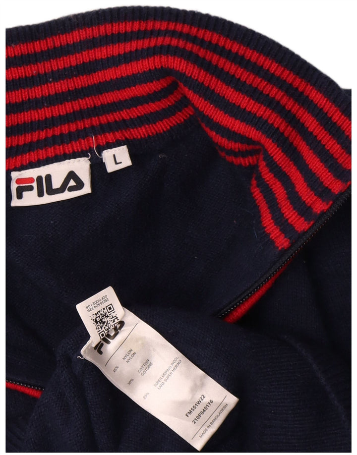Fila Herren-Pullover mit Reißverschluss am Hals, großes marineblaues Nylon