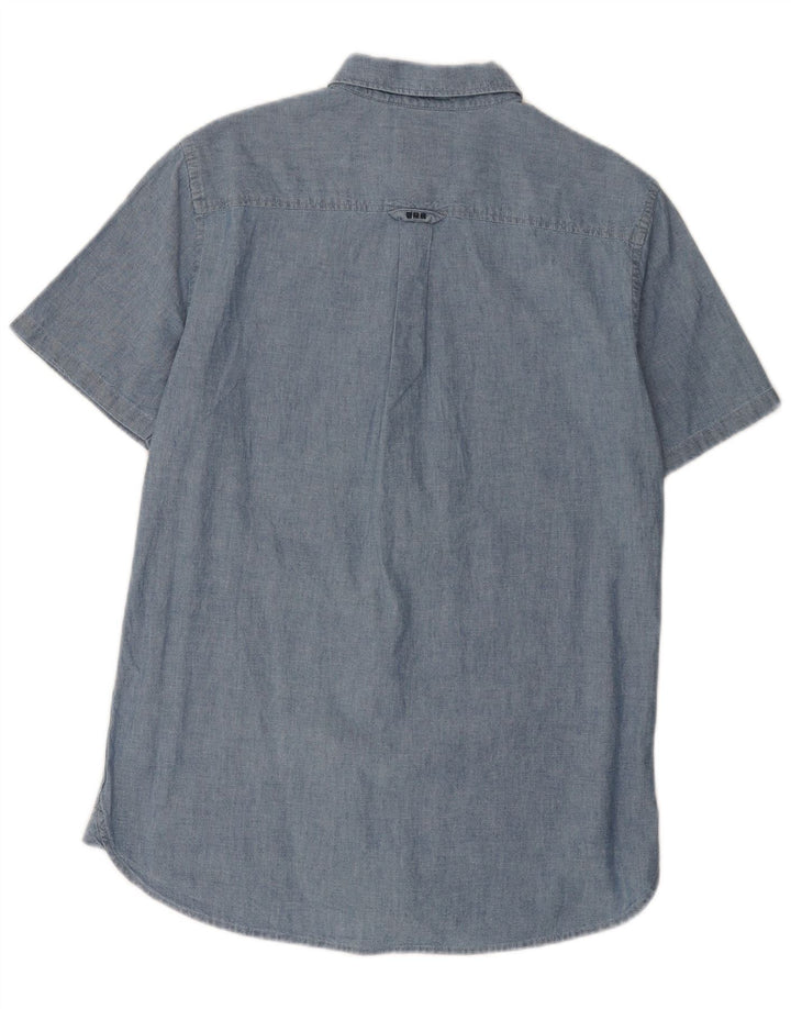 Superdry Herren-Kurzarmhemd, Größe S, Blau, Baumwolle