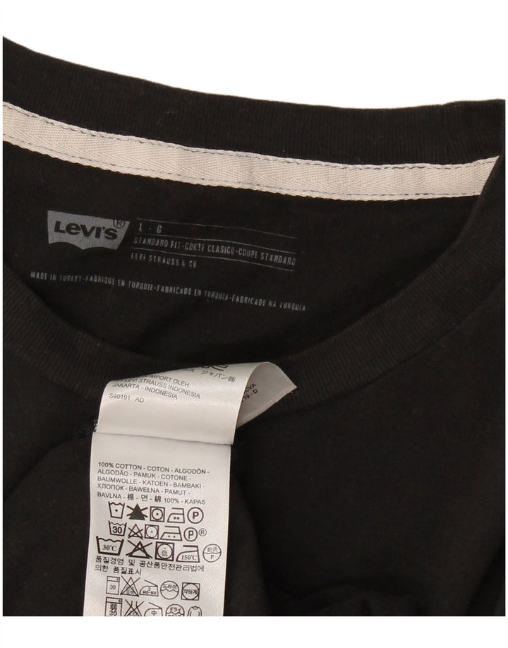 LEVI'S Mens Standard Fit Graphic T-Shirt Top Large Black Cotton