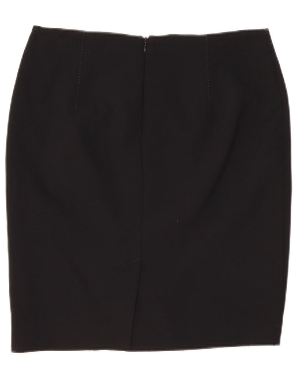 VINTAGE Damen Bleistiftrock UK 10 Small W29 Schwarz Polyester