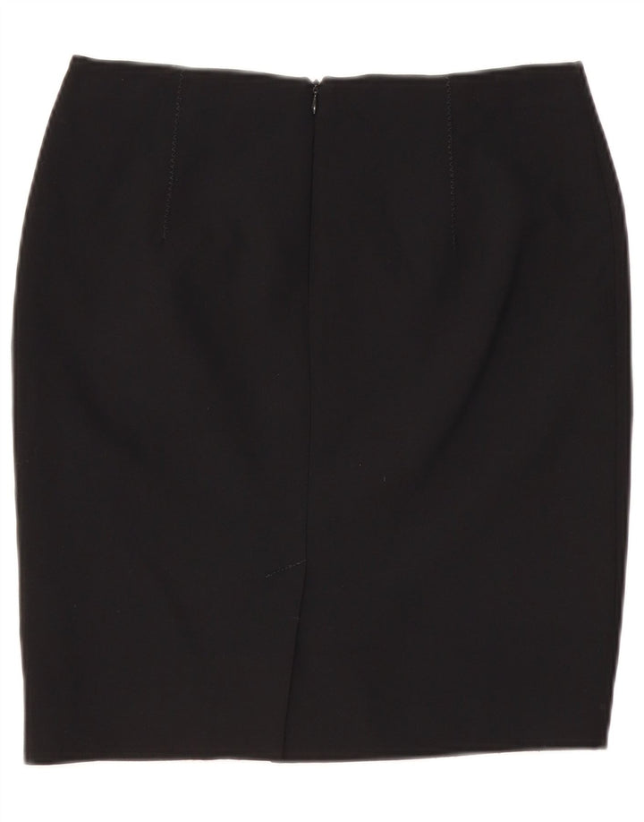 VINTAGE Damen Bleistiftrock UK 10 Small W29 Schwarz Polyester