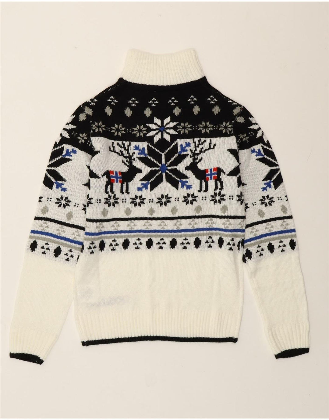 Nebulus Rollkragenpullover für Damen, Gr. 14, Größe L, Weiß, Fair Isle