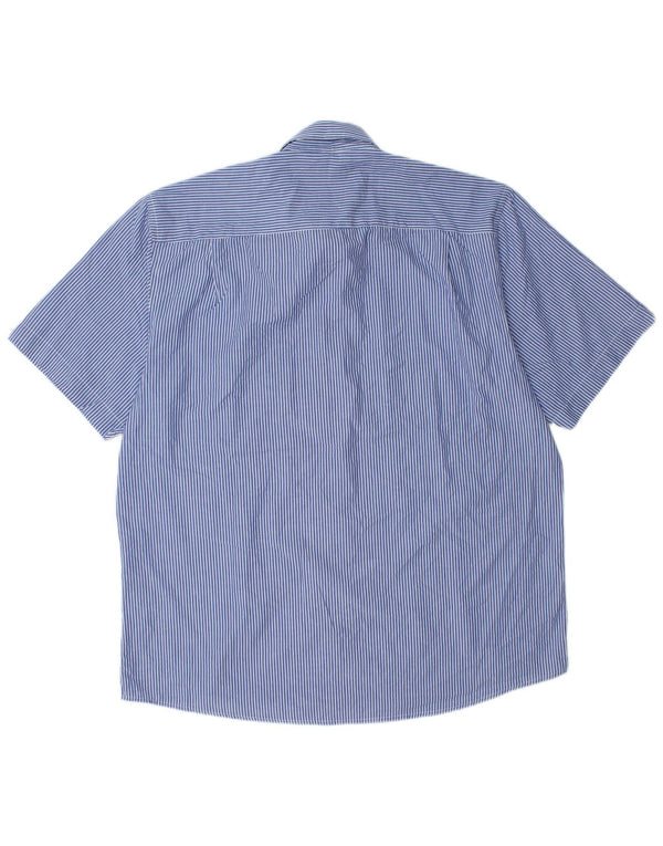 Pierre Cardin Herren-Kurzarmhemd mit normaler Passform, 3XL, blaue Nadelstreifen-Baumwolle