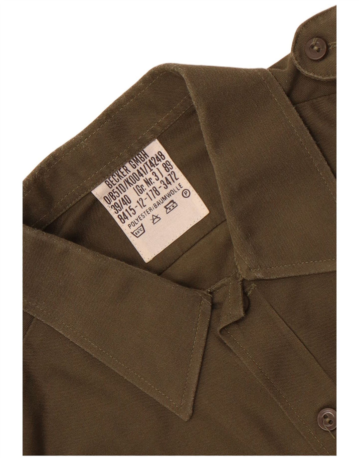 Vintage Herren Militärhemd Größe 39/40 Medium Khaki Polyester