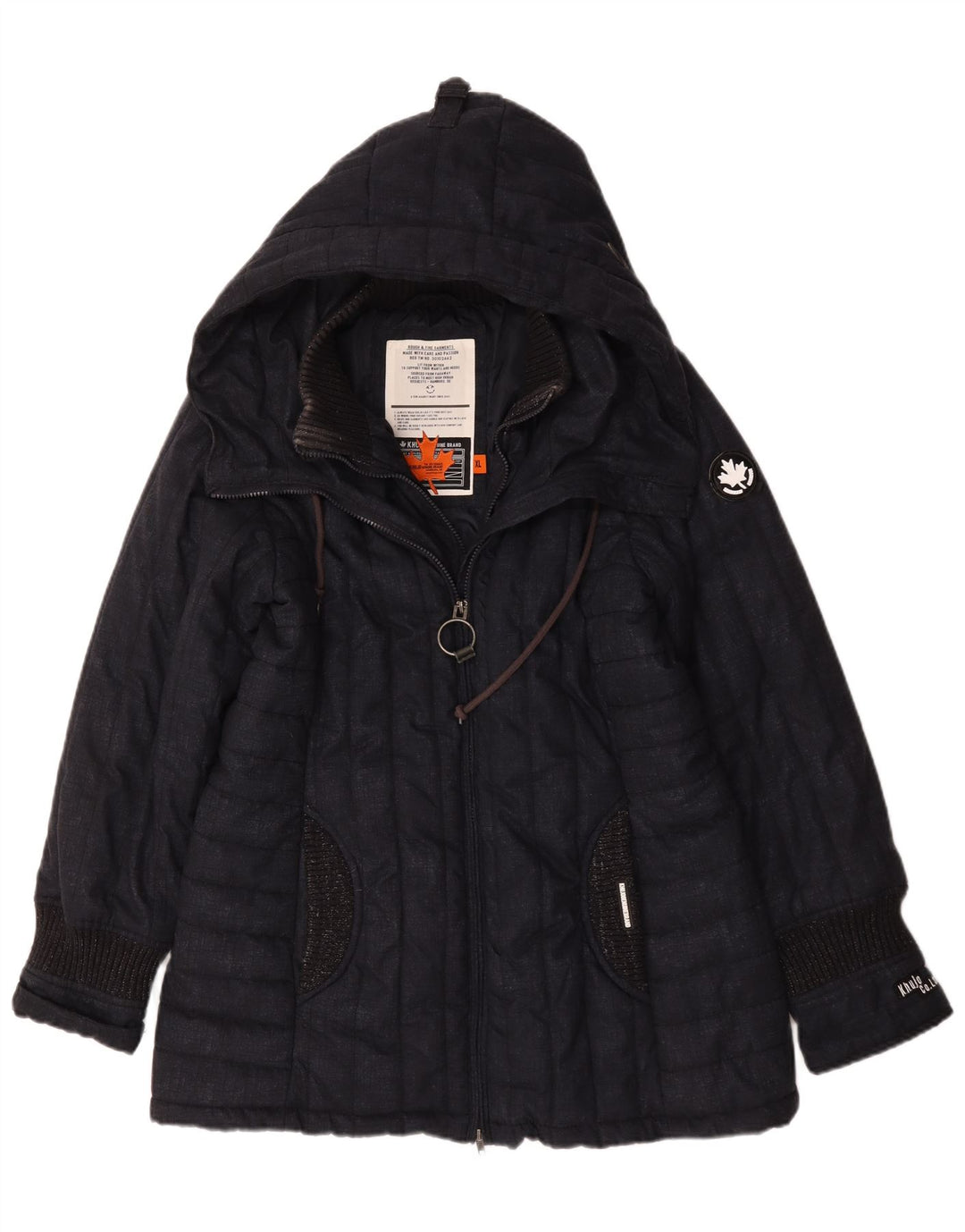 KHUJO Wattierter Damenmantel mit Kapuze UK 18 XL Marineblau Polyester