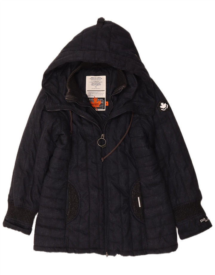 KHUJO Wattierter Damenmantel mit Kapuze UK 18 XL Marineblau Polyester