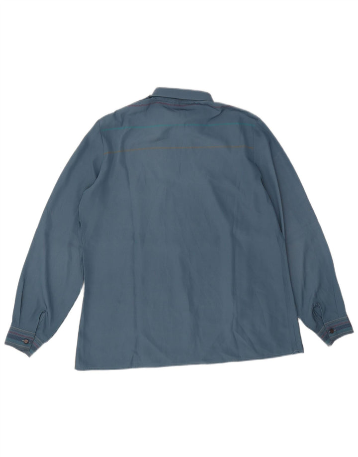 Vintage Damen Pullover Shirt IT 48 XL Blau gestreift Polyester