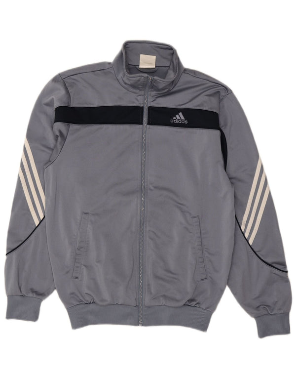 ADIDAS Mens Graphic Tracksuit Top Jacket UK 36/38 Small Grey Colourblock