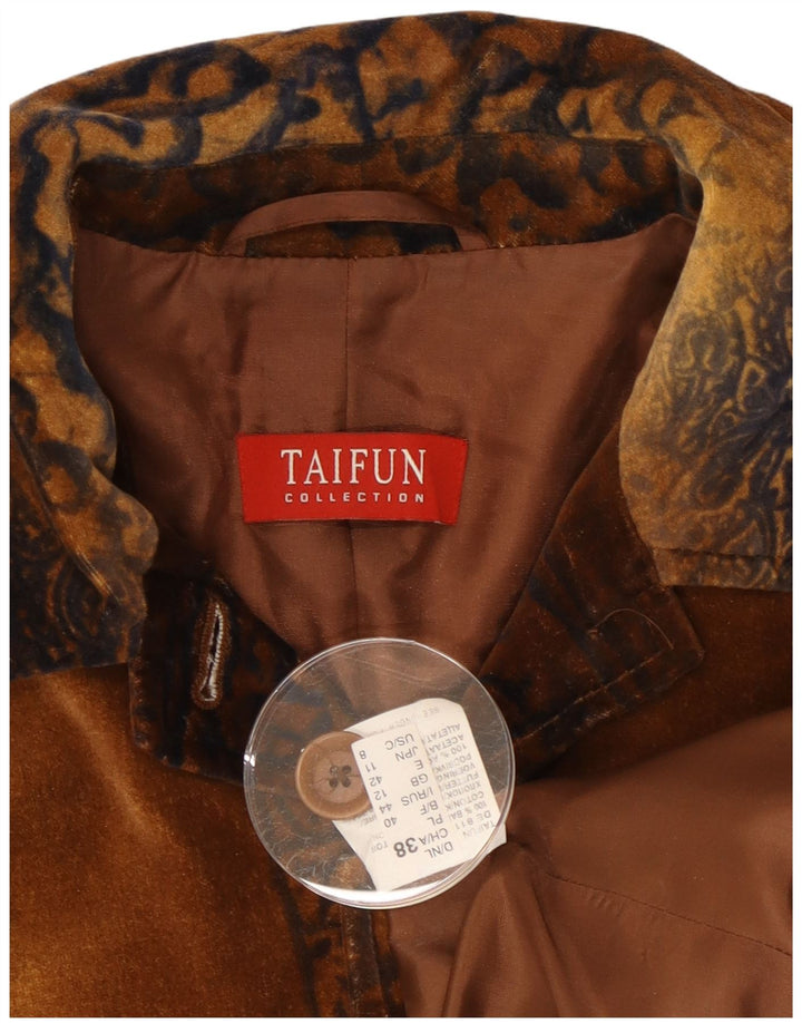 Taifun Damen-Blazer aus Samt mit 4 Knöpfen, UK 12, Mittelbraun, Paisleymuster