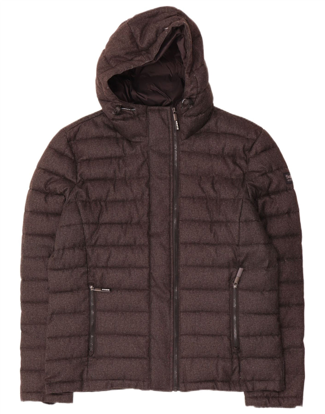 Superdry Wattierte Herrenjacke mit Kapuze, UK 46 3XL, Grau, Polyester