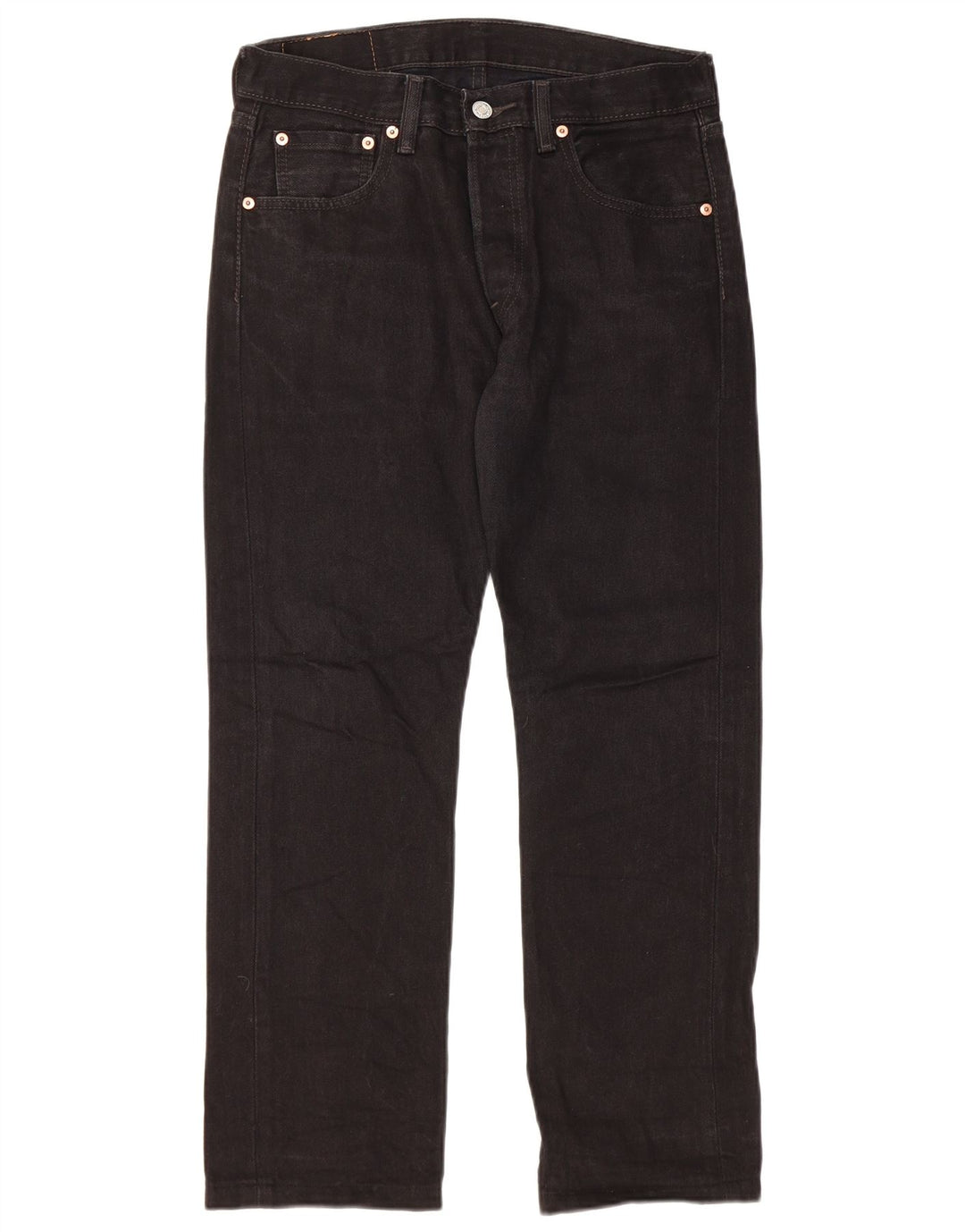 LEVI'S Herren 501 Straight Jeans W30 L26 Schwarze Baumwolle