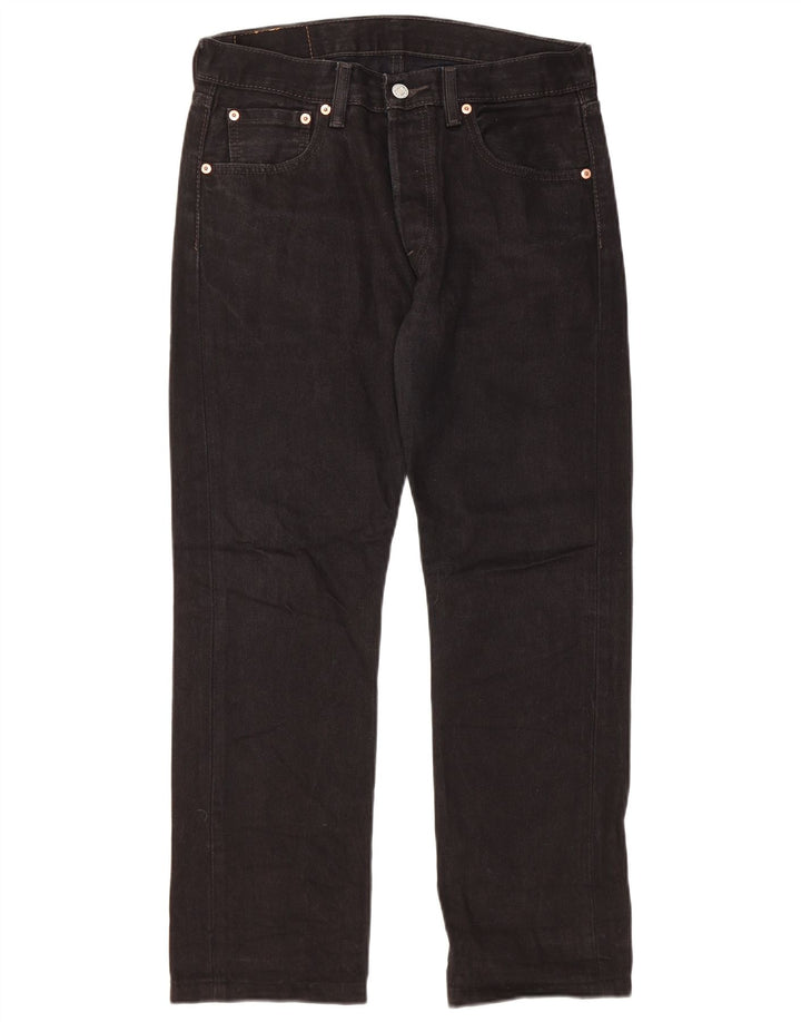 LEVI'S Herren 501 Straight Jeans W30 L26 Schwarze Baumwolle