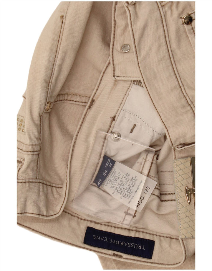 Trussardi Damen Straight Jeans W32 L32 Beige Baumwolle