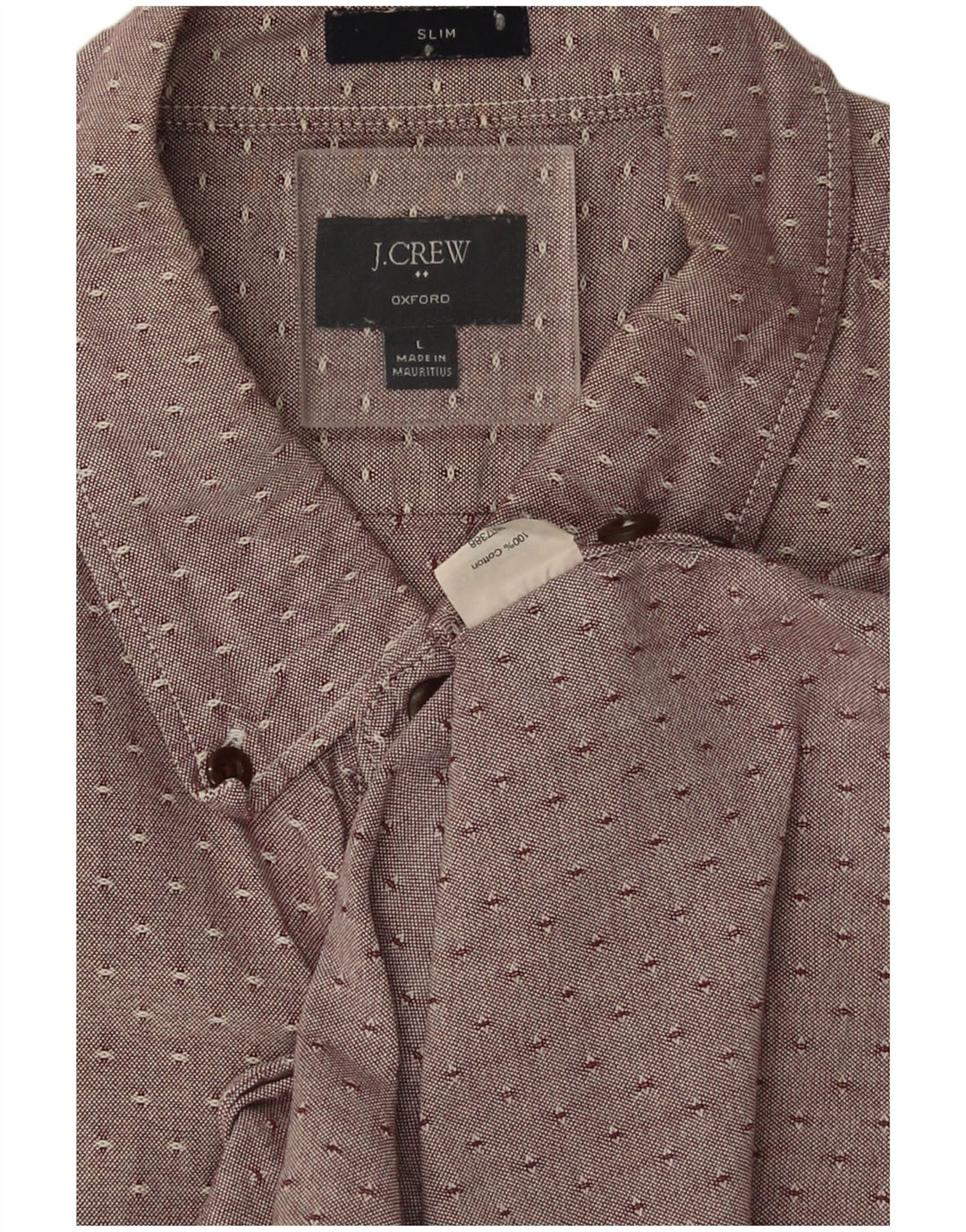J. Crew Herren-Oxford-Slim-Hemd, groß, kastanienbraun, gepunktet, Baumwolle