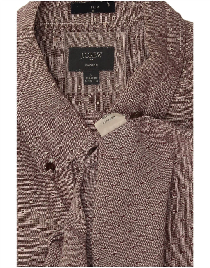 J. Crew Herren-Oxford-Slim-Hemd, groß, kastanienbraun, gepunktet, Baumwolle