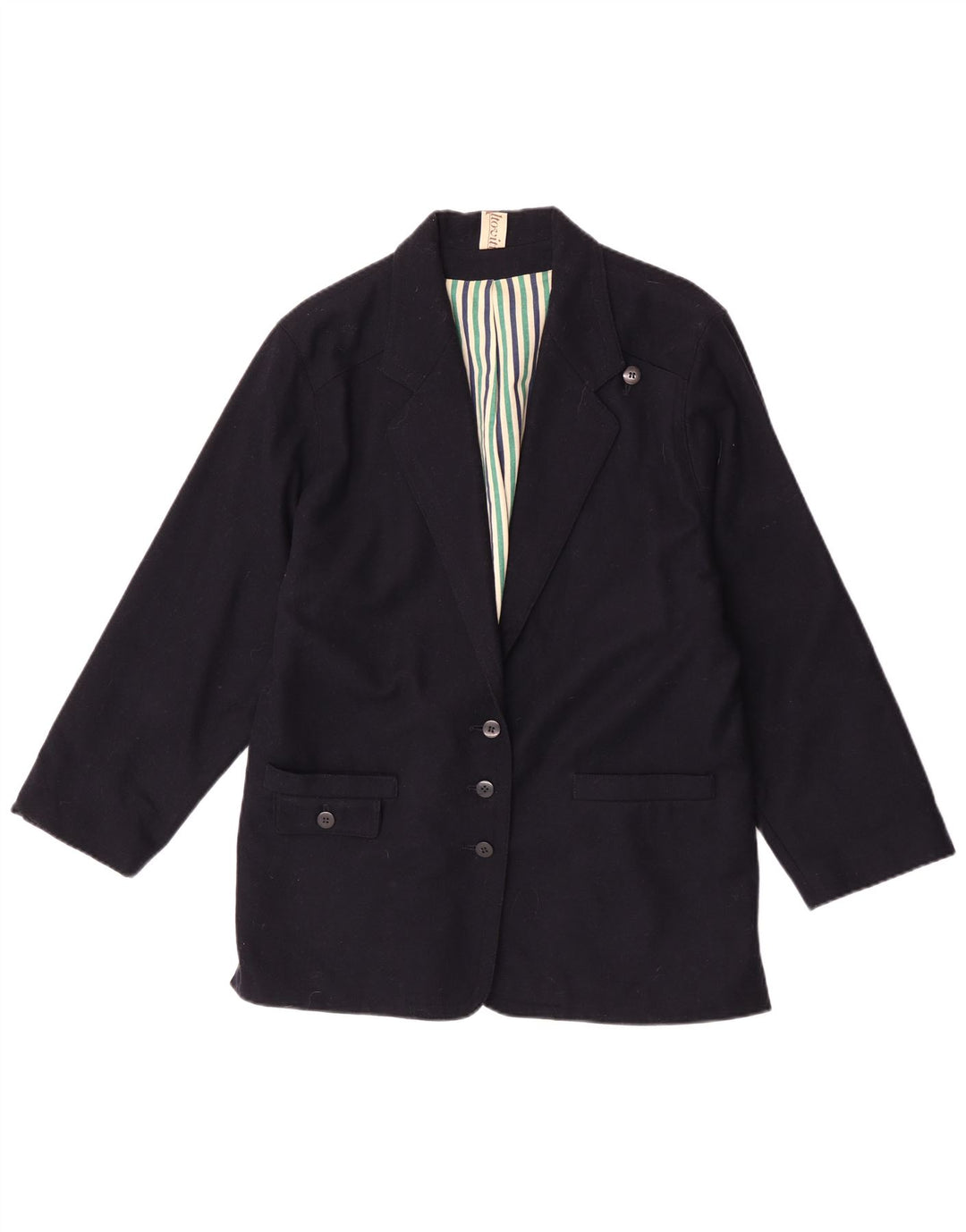 Vintage Damen 3-Knopf-Blazerjacke UK 16 Groß Marineblau