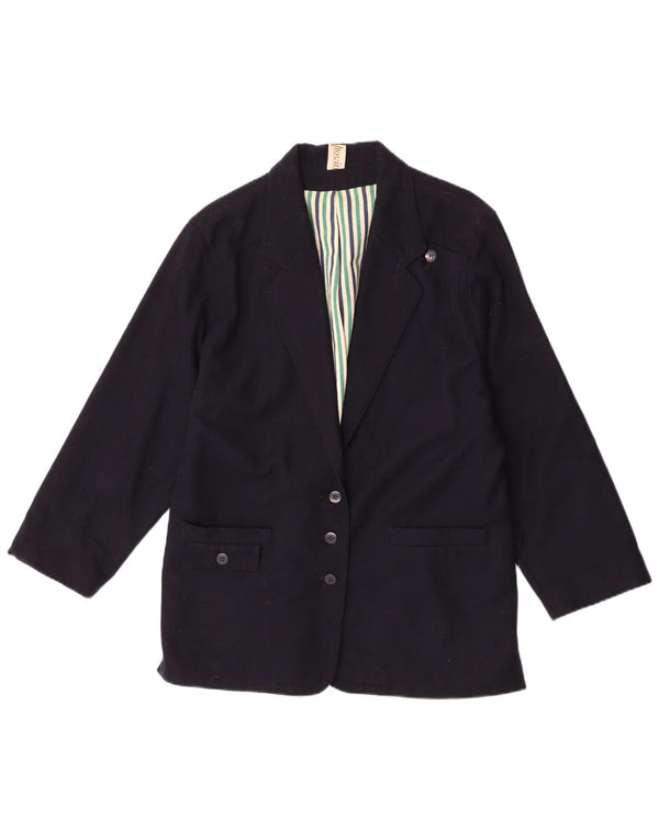 Vintage Damen 3-Knopf-Blazerjacke UK 16 Groß Marineblau