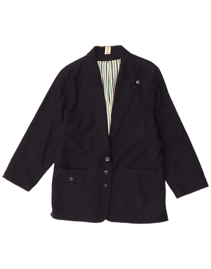 Vintage Damen 3-Knopf-Blazerjacke UK 16 Groß Marineblau
