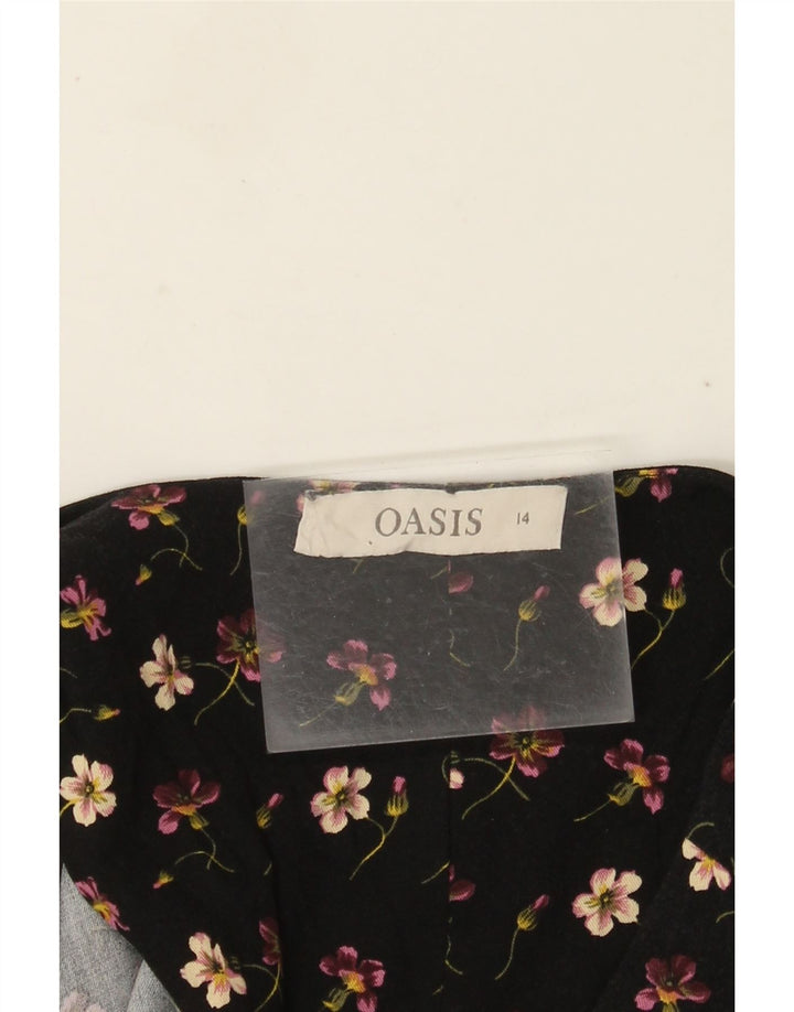 Oasis Kurzarm-Overall für Damen, UK 14, Mittelschwarz, geblümt
