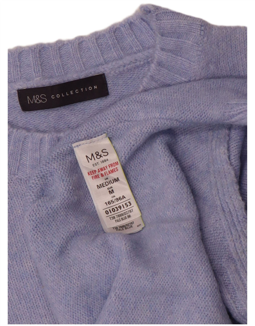 Marks & Spencer Damen-Pullover mit Rundhalsausschnitt, UK 14, Mittelblau, Acryl