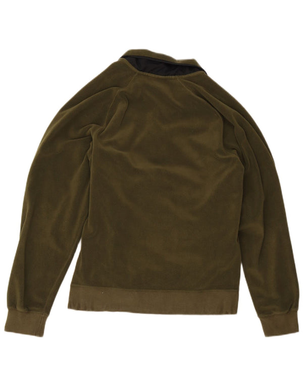Nike Damen-Fleecepullover mit Reißverschluss am Hals, UK 10, Größe S, Khaki, Farbblock-Polyester