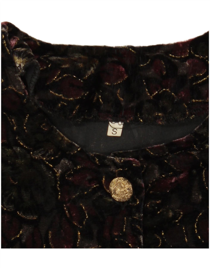 VINTAGE Womens Velvet Blazer Jacket UK 10 Small Multicoloured Floral