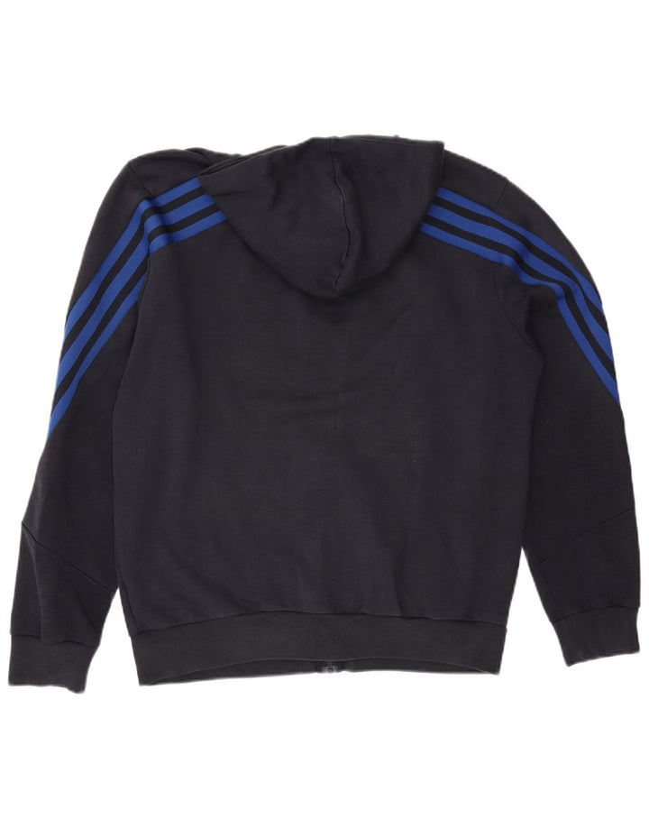 Adidas Herren-Kapuzenpullover mit Reißverschluss, groß, marineblau, Baumwolle