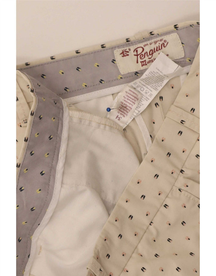 Penguin Herren-Chinoshorts, W34, groß, beige gepunktete Baumwolle