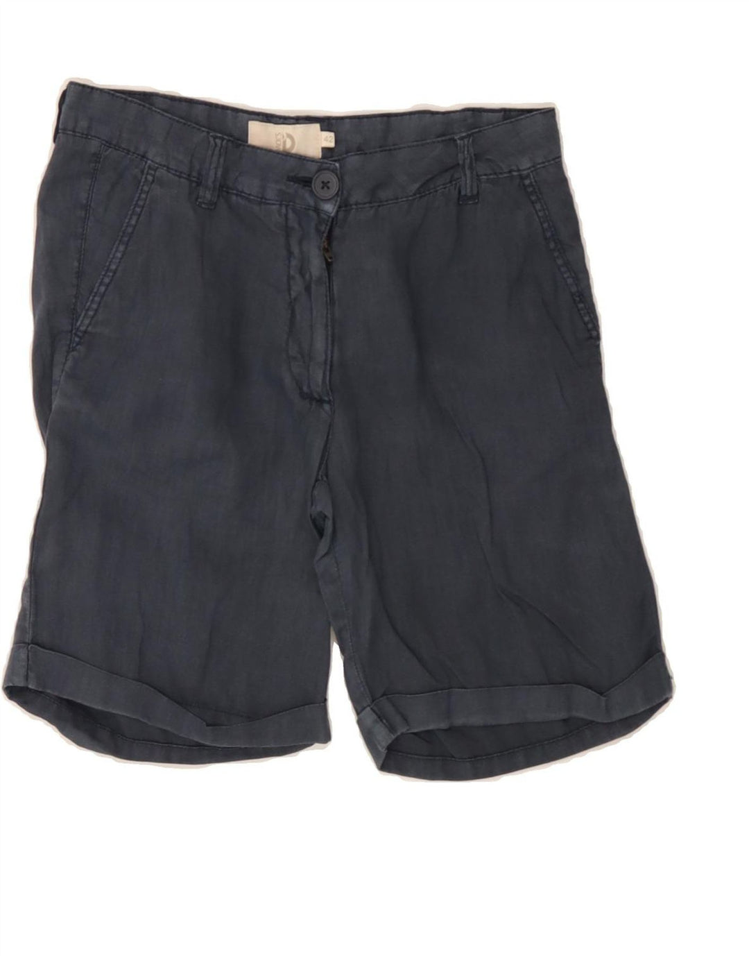 DACK'S Womens Chino Shorts IT 42 Medium W29  Navy Blue Linen Vintage Dack's and Second-Hand Dack's from Messina Hembry 
