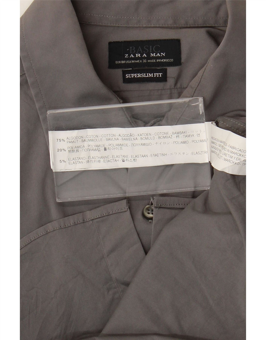 Zara Herren Super Slim Fit Hemd aus mittelgrauer Baumwolle